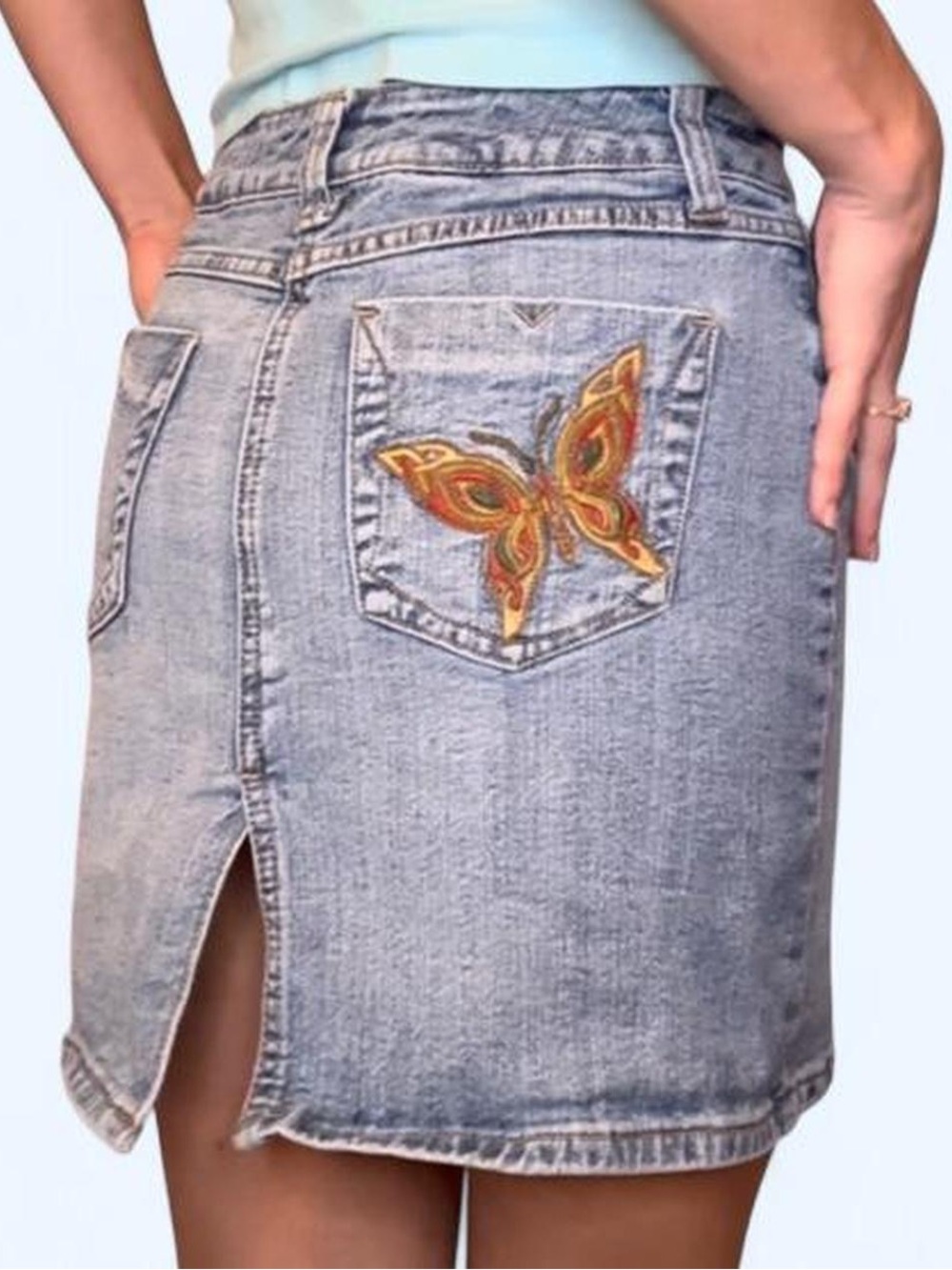 Vintage Y2K NOBO Butterfly Denim Mini Skirt